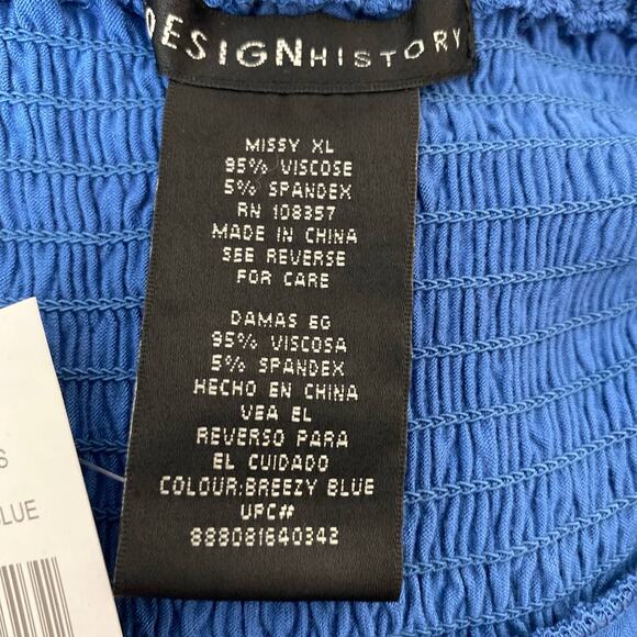 NWT Design History XL Breezy Blue Strapless Maxi Dress Flower Applique Smocked - Picture 5 of 7